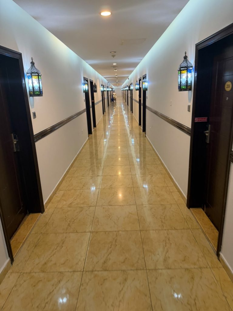 Sharjah International Airport hotel hallway
